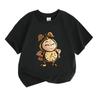 Kids Boys Girls 100% Cotton Crew Neck Short Sleeve T-Shirt, Cute Cartoon Clock Girl Printed Casual Soft Tee for Daily Wear