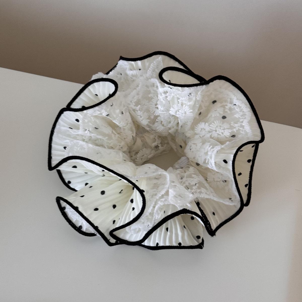 

Корейская резинка для волос с кружевом в горошек: Сладкая, универсальная женская повязка на голову и аксессуар для пучка