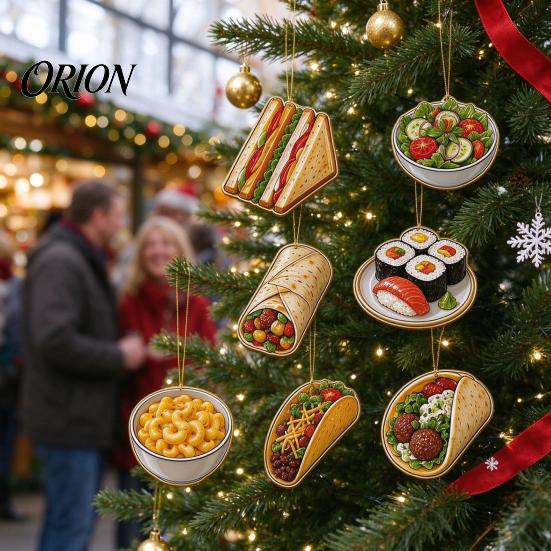 Decorative Pendant for Holiday Grab Some Lunch Advent Calendar, 24 Days 2D Acrylic Food Retro Style Ornament Set Ornaments Christmas Countdown