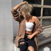 YYFS Giacche e cappotti a maniche lunghe autunno inverno con stampa tinta unita casual alla moda da donna