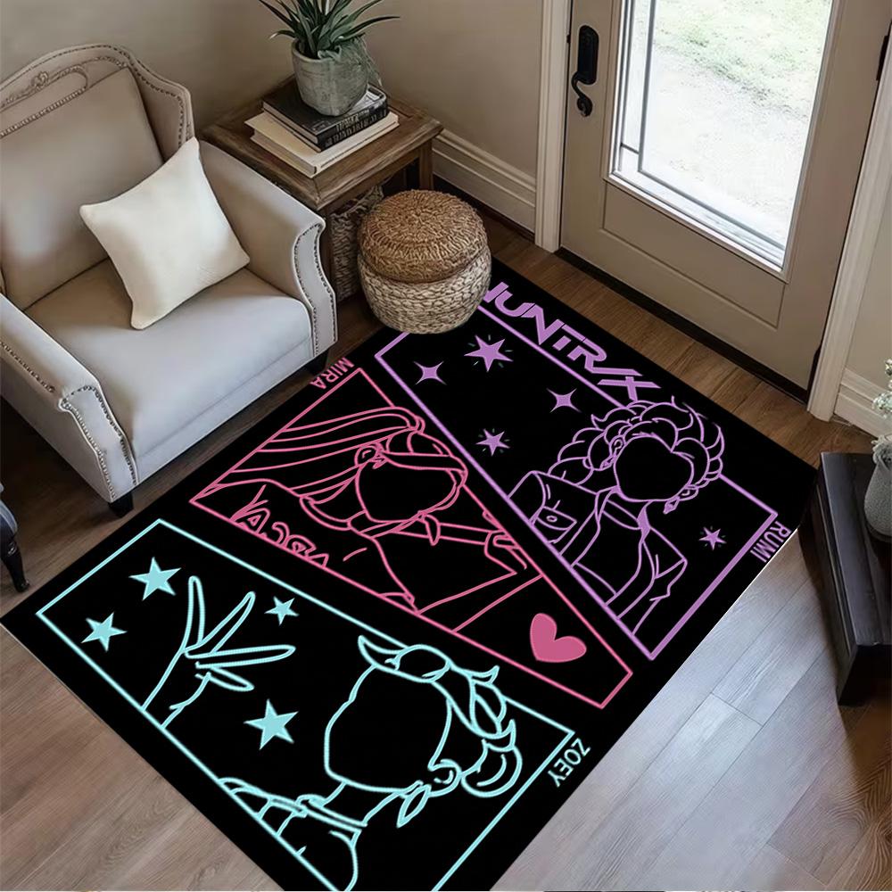 K-pop Fashion Fusion Floor Rug Office Rug Perfect for Dining Room Study room Balcony Living Rooms Anti-slip Rug Anime Office Decor Best for Christmas