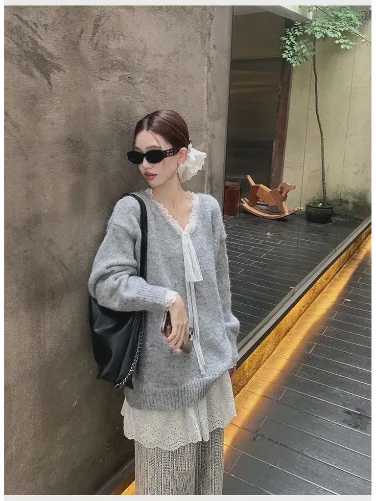 Autumn Daisy Lace Princess Dress - Women's Fashionable Dongdaemun Style