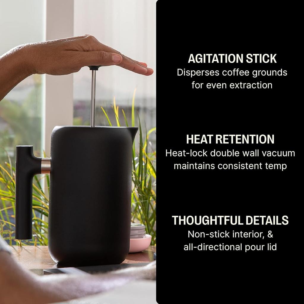 [Official Manufacturer] Fellow Clara French Press Coffee Maker, Pot, and Pitcher [Official Japanese Product] (Black)
