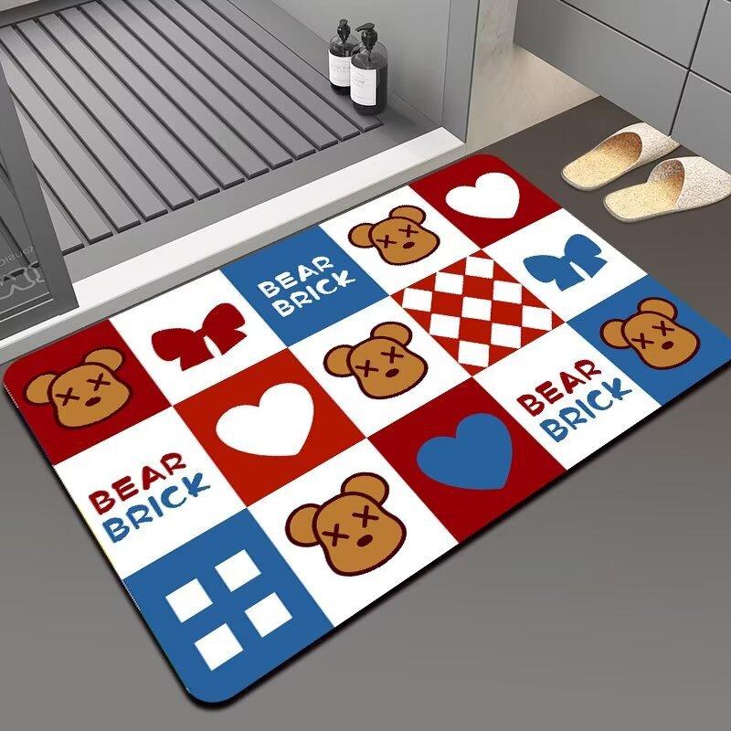 Cartoon Bathroom Floor Mat Water Absorption and Dirt Resistance Fun Bathroom Doorway Quick-drying Diatom Mud Floor Mat Toilet Anti-slip Mat