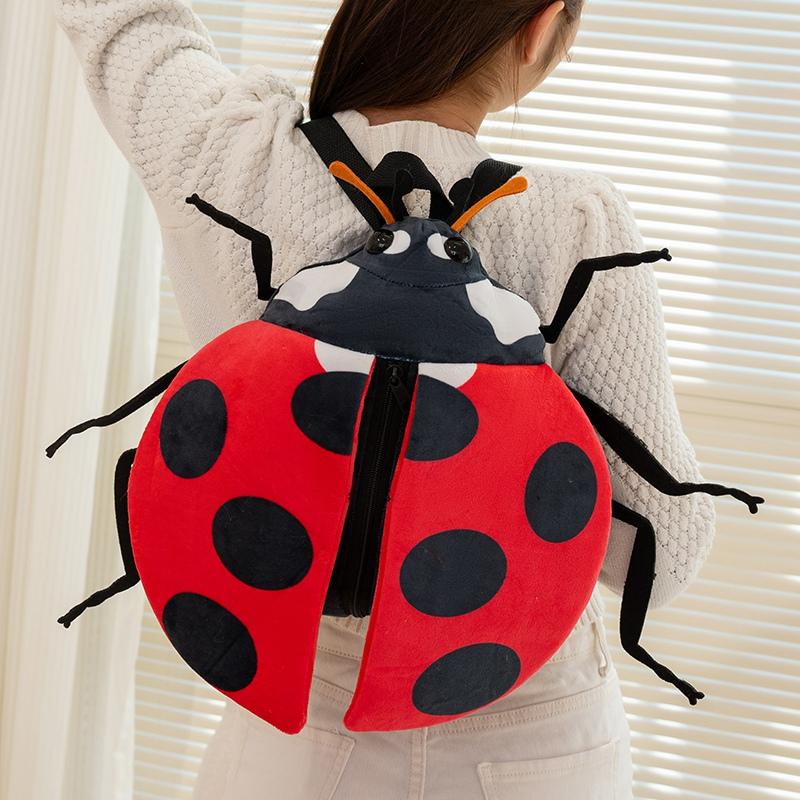 1pc Bee Backpack and Ladybug Backpack Plush Stuffed Cartoon Insect Toys Creative Bags Gifts