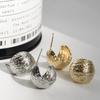 S925 Silver Pleated Metal Stud Earrings - Exaggerated, Versatile, High-End Ear Jewelry