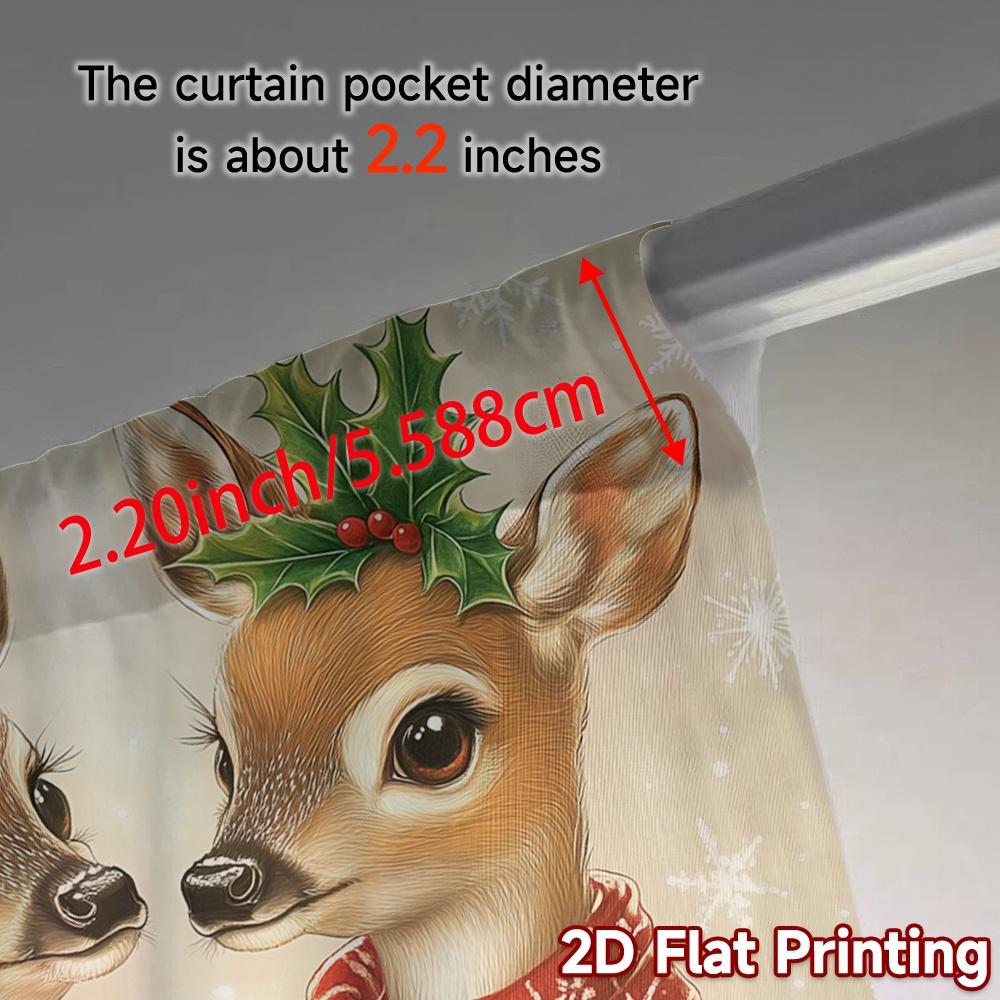 2pcs,Curtains Cute Deer Christmas Snowflakes Holiday Popular Curtains Polyester Easy Install Curtains Decorations Inside Perfect