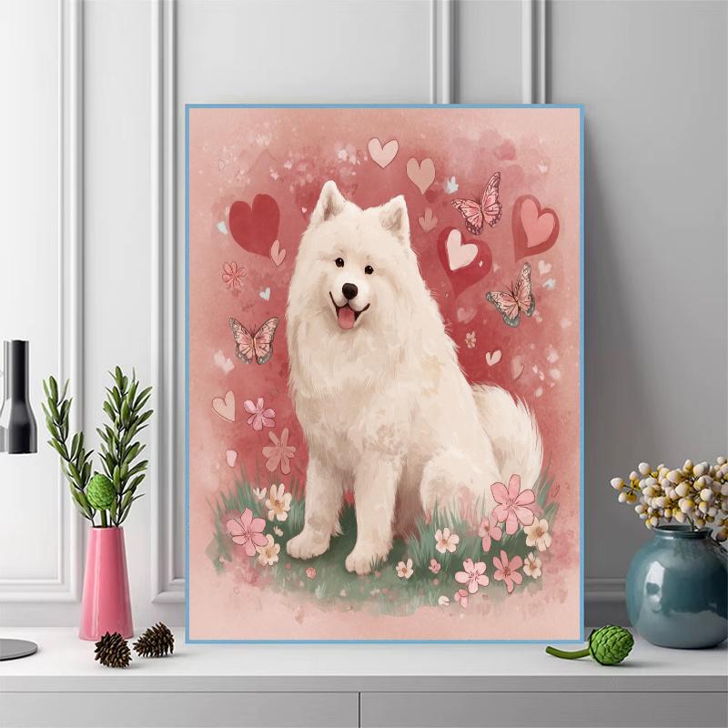 Cute Samoyed Pattern 3pcs 100% Round Full Drill 5D DIY Diamond Painting Embroidery Cross Stitch Rhinestone Décor