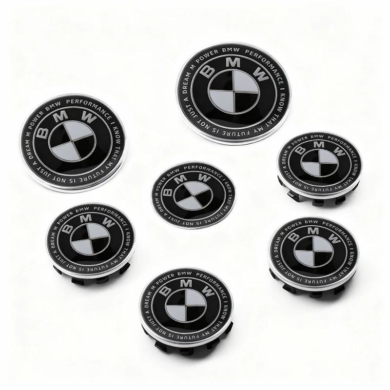 7Pcs Steering Wheel Center Sticker Front Rear Car Badge Wheel Hub Center Cover For BMW M X1F48 E12 F22 F87 X3F25 E61 F16 G15