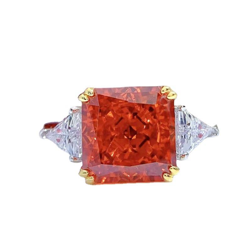 Luoxi Temple Padma Ice Flower Cut 925 Silver Ring with High Carbon Diamond for Women - European and American Minimalist Style