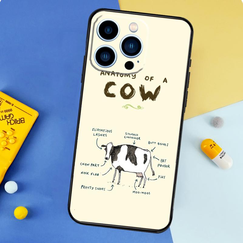 Cute Cow Moo Phone Case For iPhone 17 16 15 14 12 11 13 Pro Max mini 15 16 Plus 16e 17 Air Bumper Cover