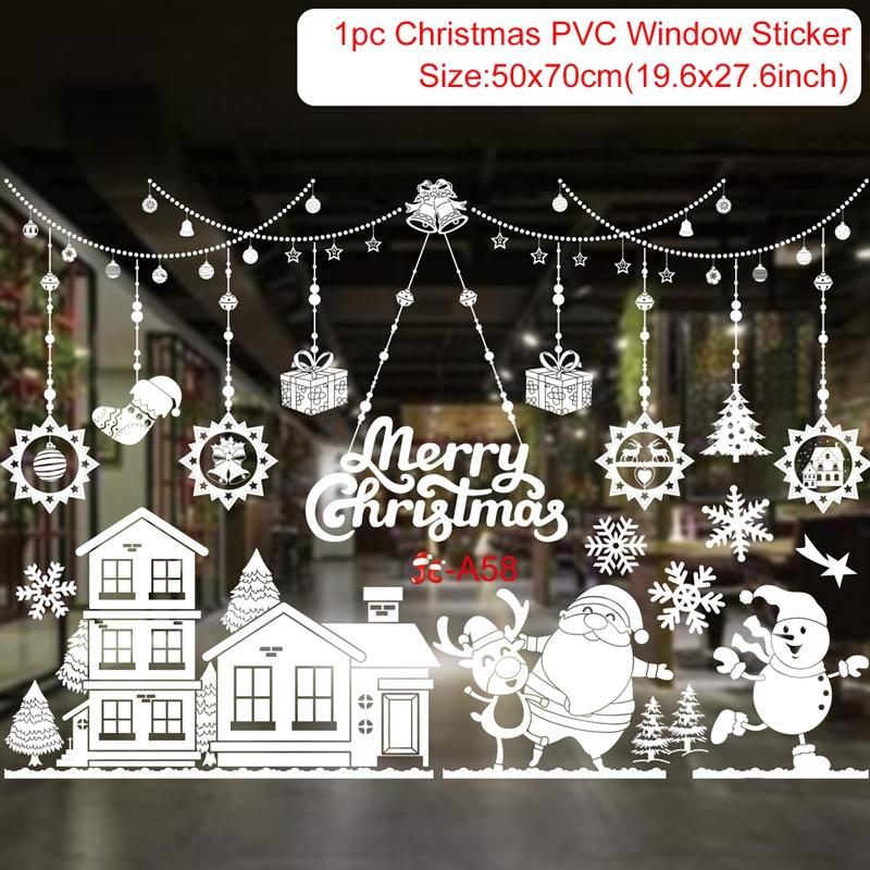 Christmas Window Sticker Merry Christmas Decorations For Home 2026 Cristmas Ornament Xmas Navidad Natal Gifts New Year 2026