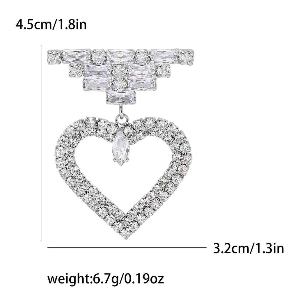 Valentine's Day Romantic Rhinestone Heart Brooches for Women Pearl Love Pins Banquet Party Backpack Gifts Jewelry Accessories