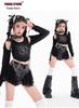 Girls' Trendy Sequin Rhinestone Dance Set: Long Sleeve T-Shirt and Pants for Street Dance Performance