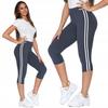 Women's Sports Leggings 3/4 Classic Fit with Stripe MORAJ S/M Grey
