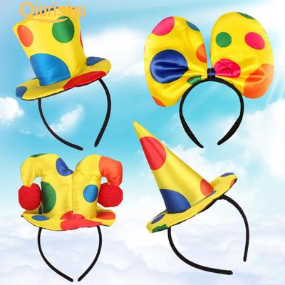 1× Polka Dot Clown Hat Headband Hair Hoop Circus Jester Fancy Dress Costume Prop