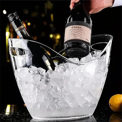Cubo de Hielo Transparente de 4L Tina para Bebidas con Asa Gran Capacidad Enfriador de Vino Champán Cerveza Suministros de Bar para Fiesta en Casa y Refrigeración al Aire Libre