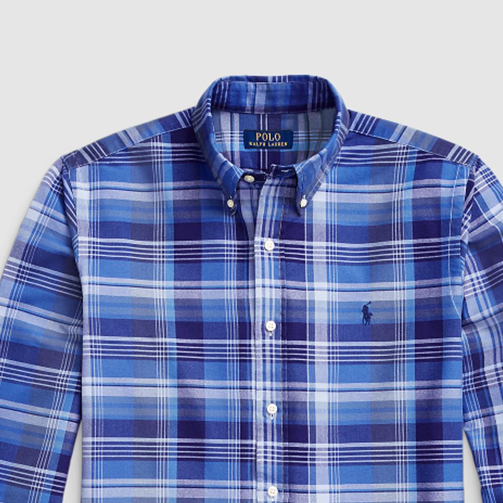 Polo Ralph Lauren Ss24 Plaid Pattern Logo Embroidered Single-Breasted Long Sleeve Shirt Men shirts Blue MNPOWOV16823471-400
