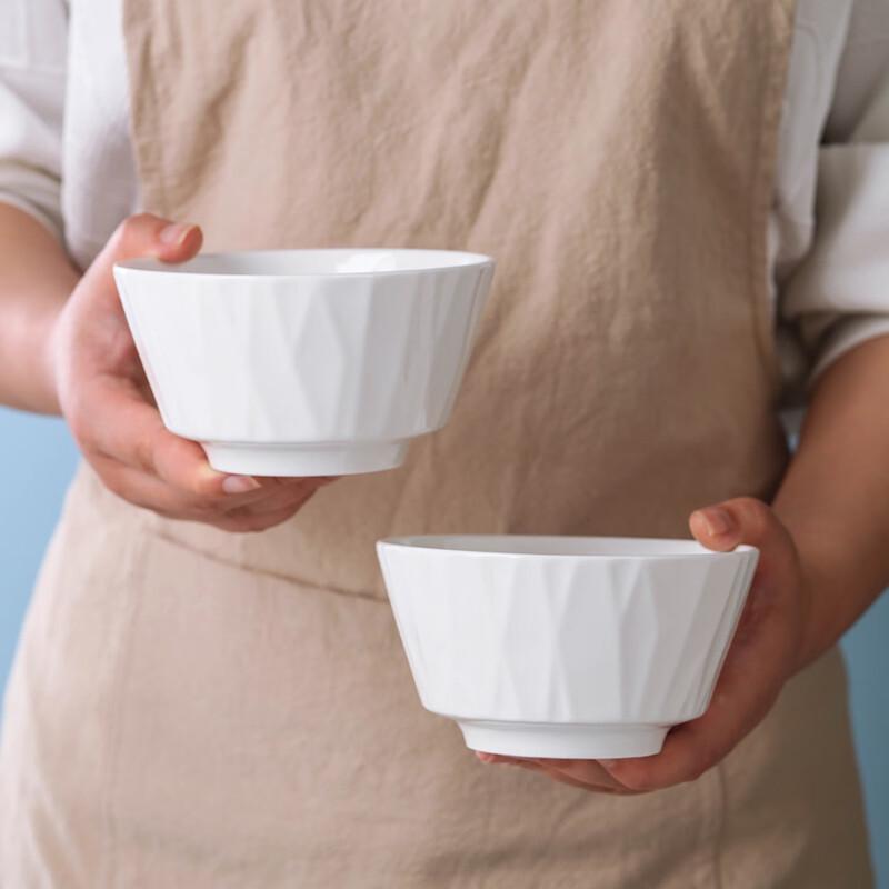 Haoya Jingdezhen Elegant Jade White Ceramic Rice Bowls (Set of 4)