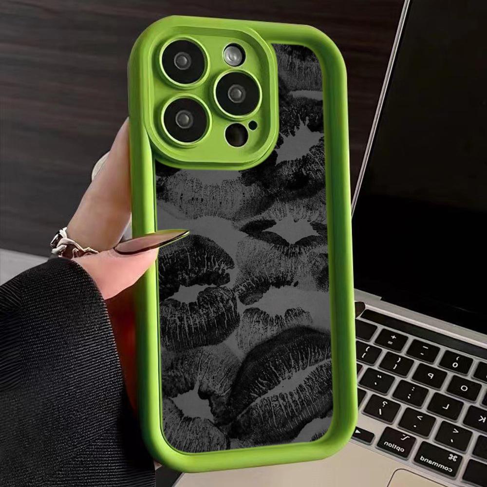 LZ22 Lips Kiss Digital Design Silicone Phone Case for iPhone 11 13 14 15 16 Pro Max 7 8 16 Plus 12 Mini XS Max XR Shockproof Back Cover