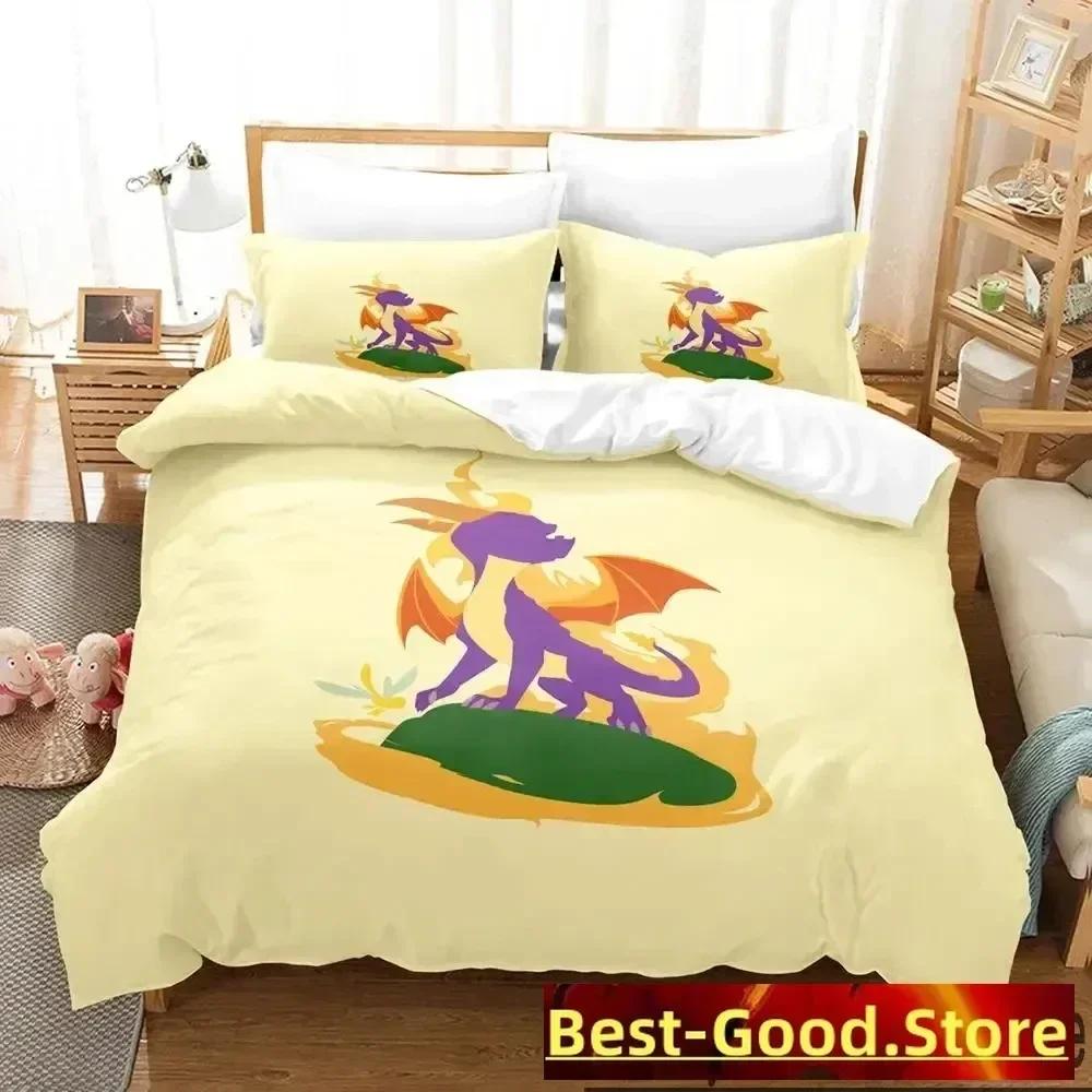 Kreslený Spyro Reignited Trilogy Povlečení Přikrývka Ložní souprava Povlak na přikrývku Povlak na polštář Přikrývka King Queen Size Chlapci Dospělí