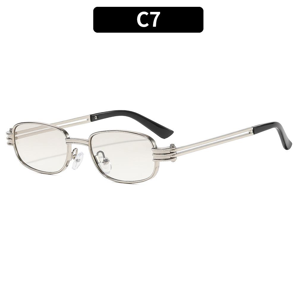 Retro small square metal-frame glasses—versatile street-style sunglasses perfect for outdoor fashion, vacations, and cycling.
