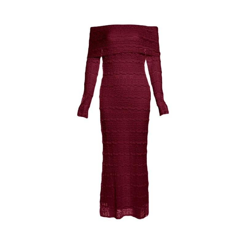 Summer New Fashion Temperament Elegant Solid Color Off-the-shoulder Slim and Thin Dress Women