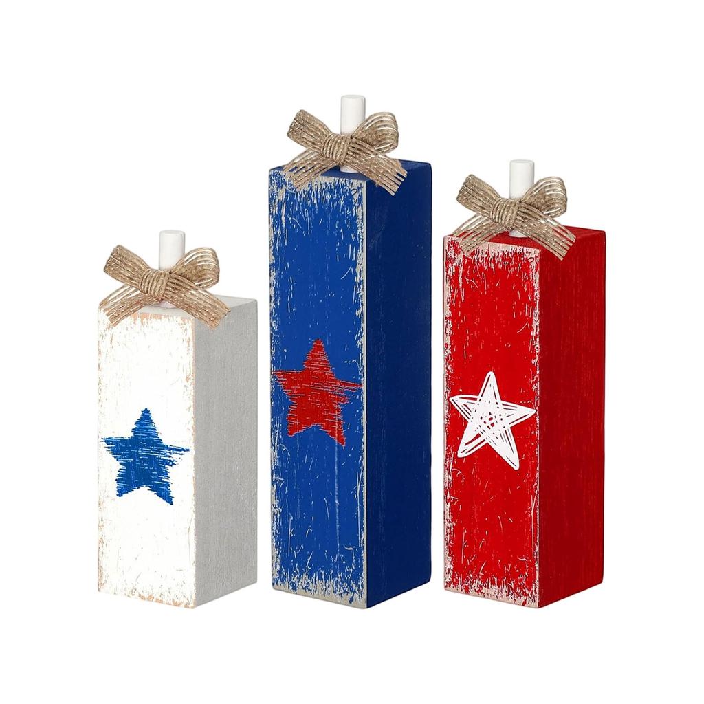 Amerikanischer Unabhängigkeitstag Holzsternschild Stehende Tischdekoration