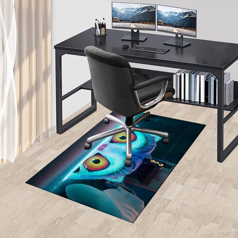 

Whimsical Cat with Trippy Eyes Wall Art Print Offic Chair Mat, K-pop Theme Carpet, Non-slip, Soft and Durable Leisure Rug for Interior Deco 60cm by 90cm