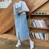 Spring Summer Denim Overall Dress Women Sleeveless Jeans Dresses Female Solid Slip Casual Loose Strap Dresses