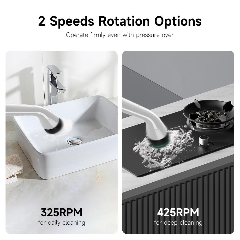 Electric Spin Scrubber Electric Scrubber with 8 Replaceable Brush Heads  Detachable Extension Handle Power Spin Scrubber Cord