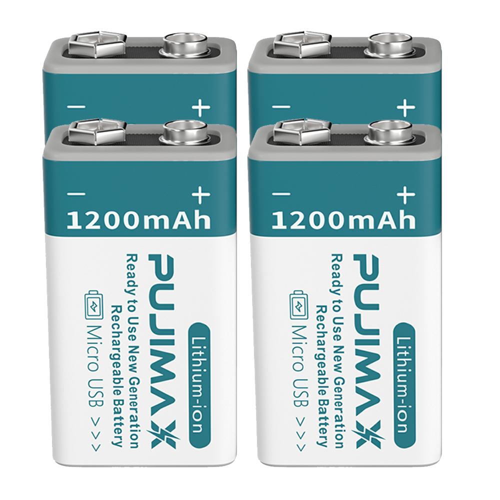 9V 1200mAh Li-ion Rechargeable Battery Micro USB Batteries for Multimeter Microphone Toy Remote Control Massager