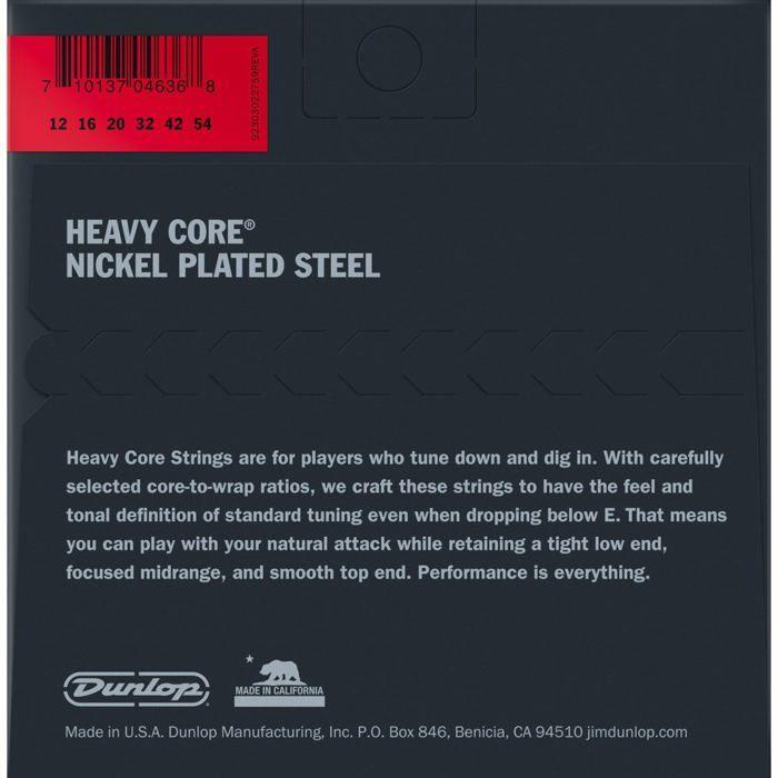 Electric Guitar String Set - JIM DUNLOP - Heavy Core - Gauges 012-016-020-032-042-054 - Set of 6 Strings