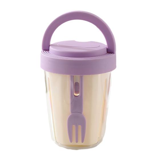 Salad Cup 501-600ml Food-Grade Portable Leak-Proof Design Salad Jar with Spoon Enhanced Drainage