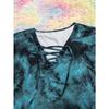 Women's Plus Size 5XL T-Shirt Fashion Tie Dye Print Loose Fit Tee with Lace-Up Short Sleeve T-Shirt Ladies Casual Drape Neck T-shirt