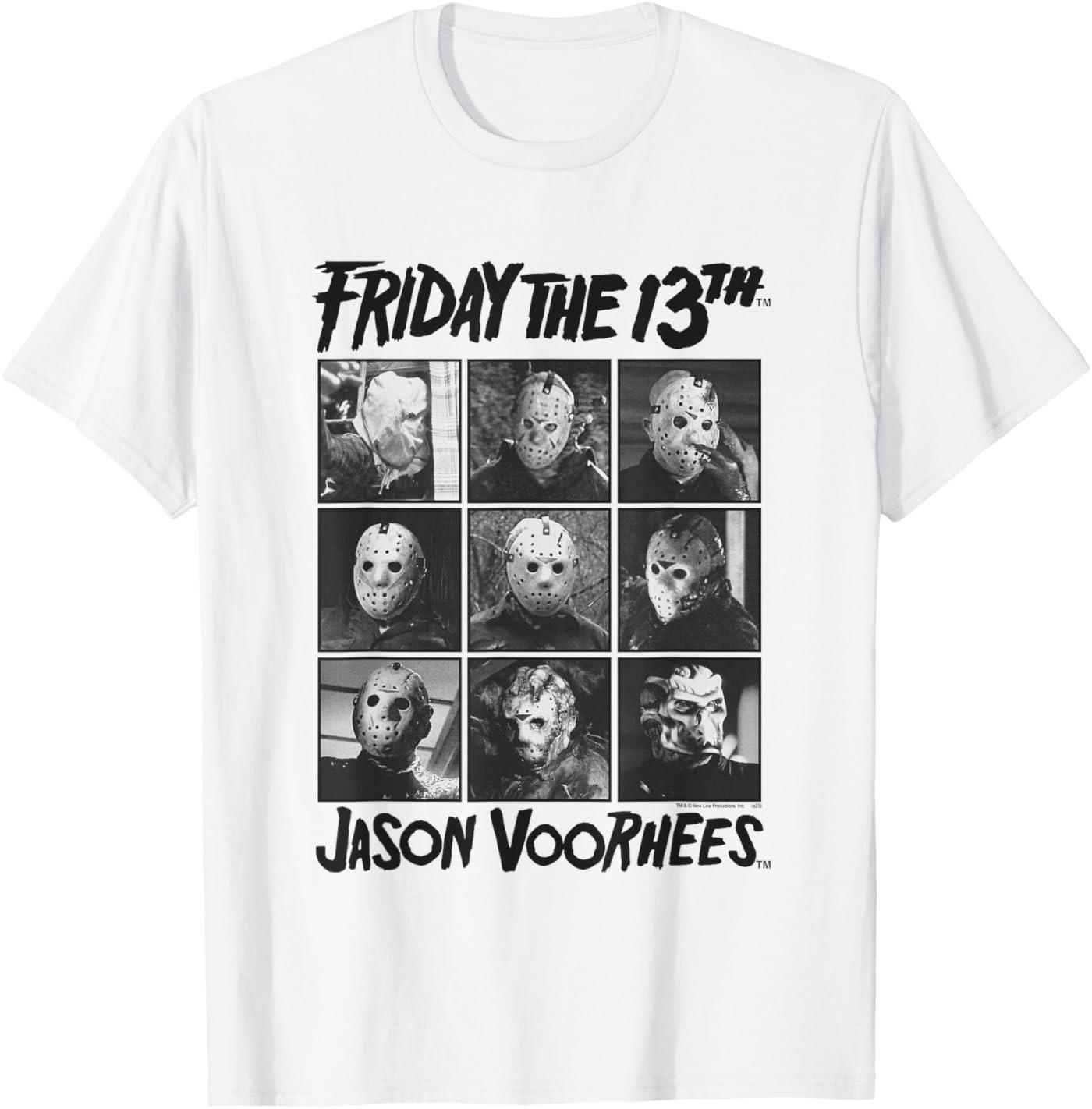 Friday the 13th Jason Black and White Grid Horror Movie T-Shirt S разноцветный