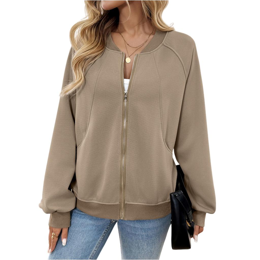 Women's Casual Loose Solid Color Jacket Long Sleeve Coat