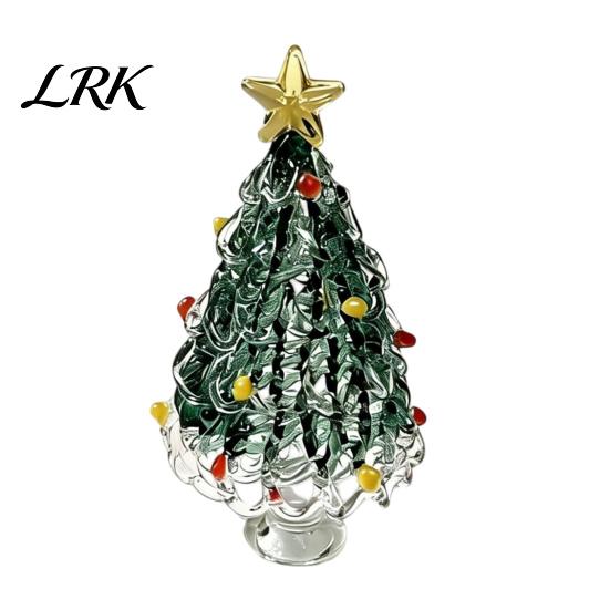 Glass Ornaments for Winter Decor Glazed Christmas Tree Figurine, Pulled Wire Desk Decor, Decorations Mini Holiday Tabletop Ornament Car Home,