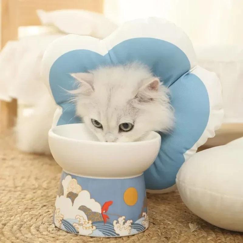 Waterproof Elizabeth Cat Collar Adjustable Neck Collar Cotton Pet Cone E-Collar with Cute Flower Pattern for Cat Dog Pet Collar