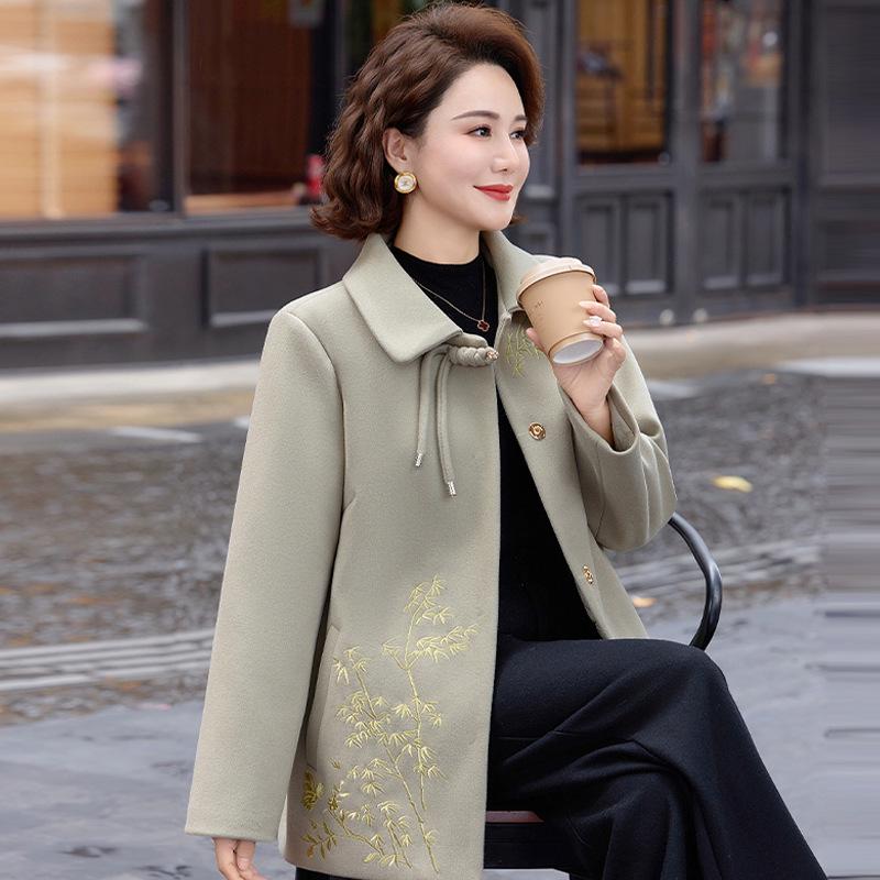 Women's Thickened Faux Mink Wool Coat for Middle-Aged and Elderly
