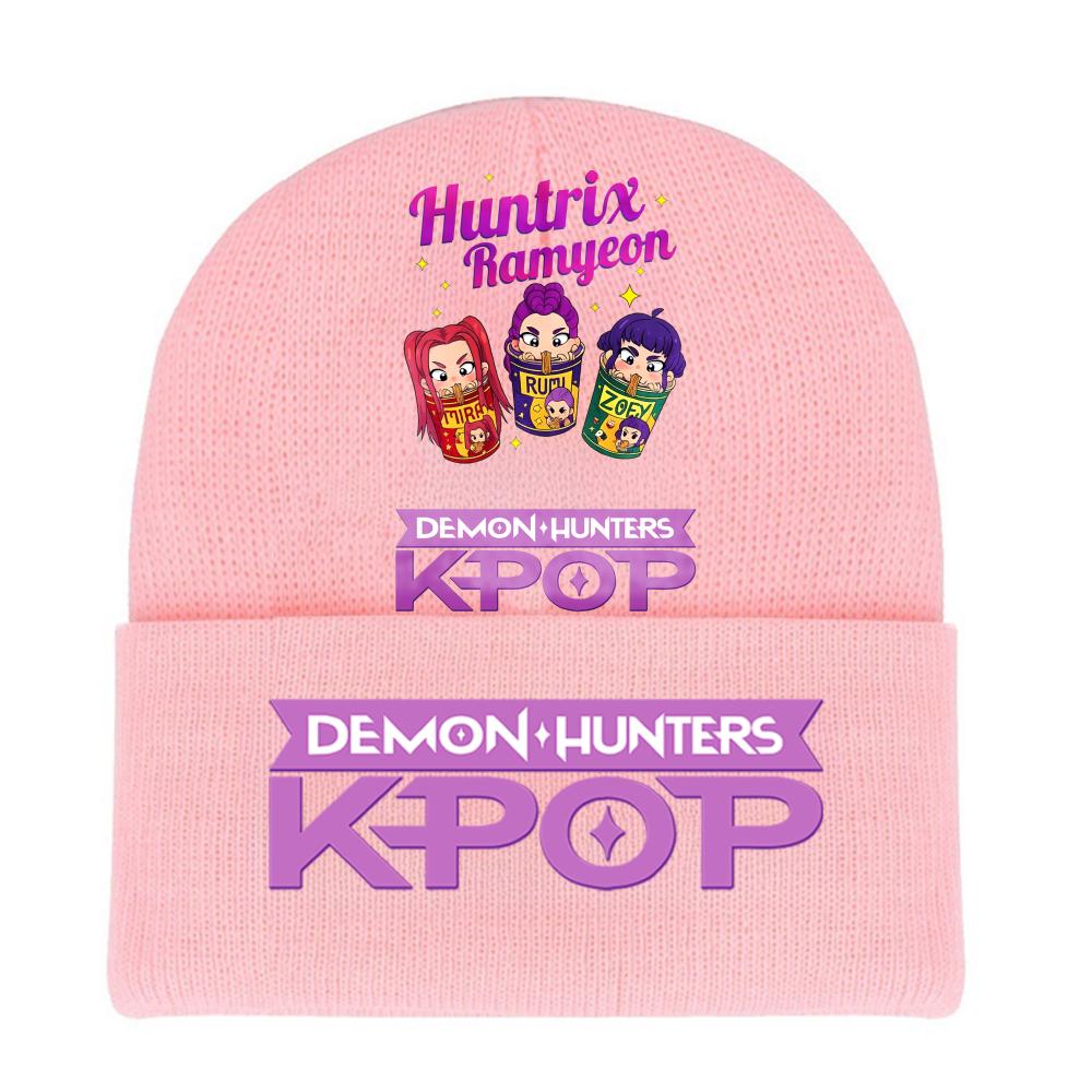 Kpop Demon Hunters HUNTRIX SAJABOYS Letter Printed Rolled-edge Woolen Knitted Cap Thickened Cold Season Adult Hat Fans Birth Date Present