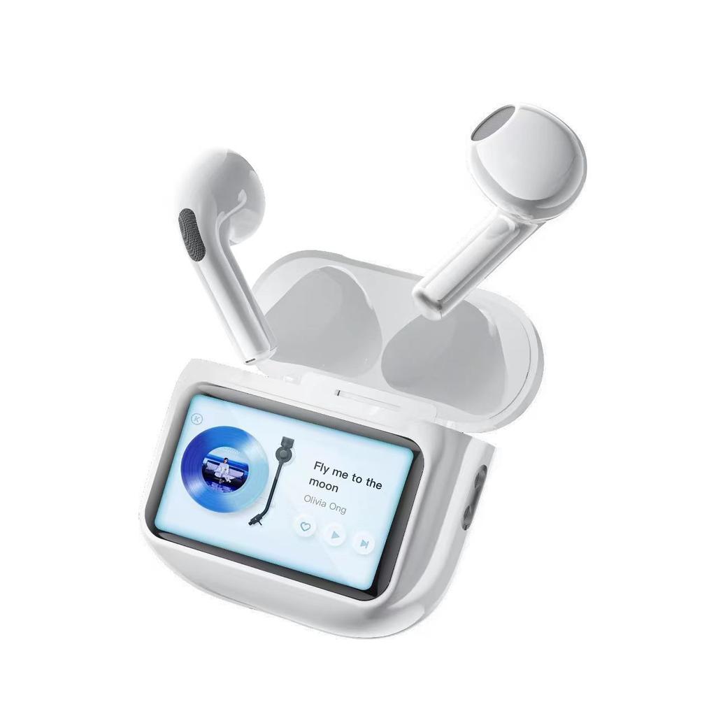 Intelligent Noise Reduction Full-Color Touch Screen Long Endurance Half In Ear Wireless Bluetooth 5.4 Earphones Comfortable Fit