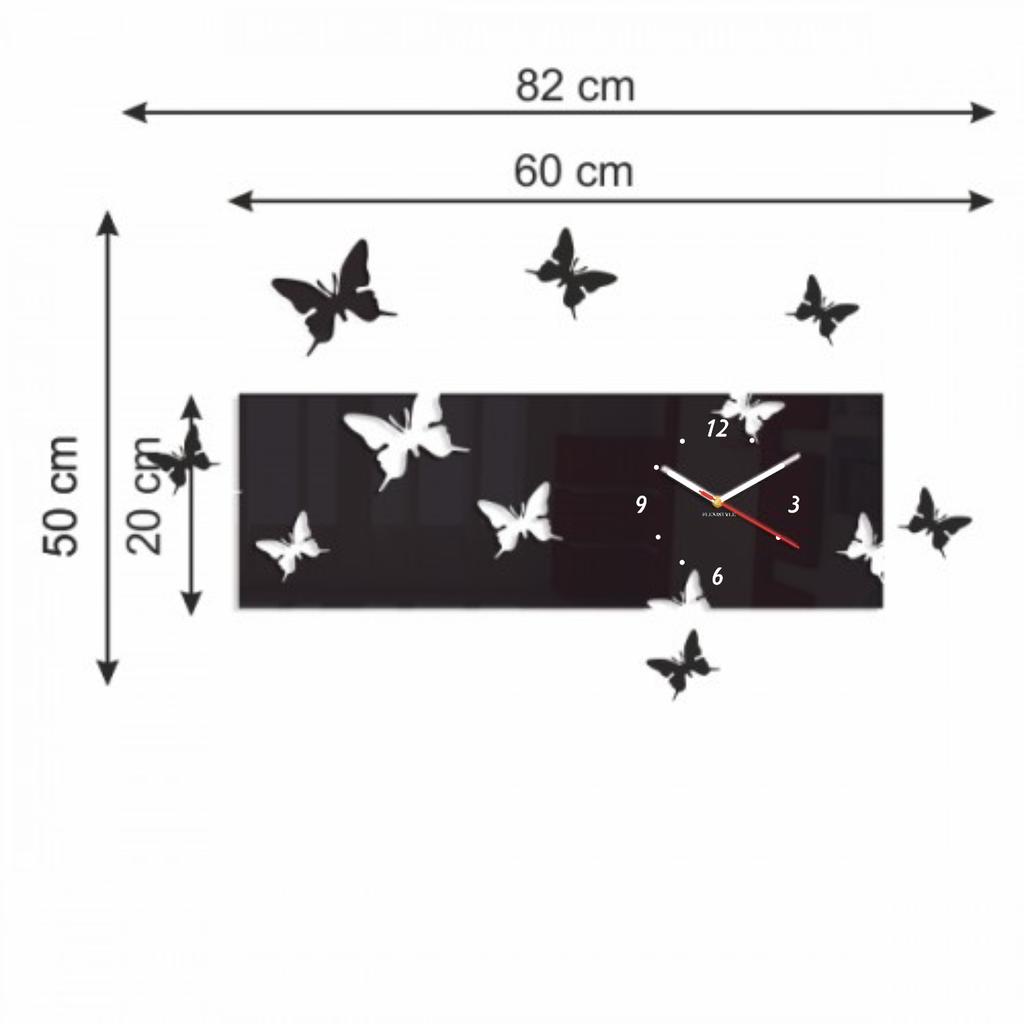 Modern horizontal Butterflies wall clock