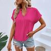 Women’s Short Sleeve Blouse Casual Loose Fit V Neck Top Lightweight Soft Fabric Summer Basic Shirt for Daily Wear