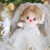 Wedding Dress Cotton Doll Outfit Dress White Gauze Skirt 20cm Doll Flower Dress  Pretend Play Toys