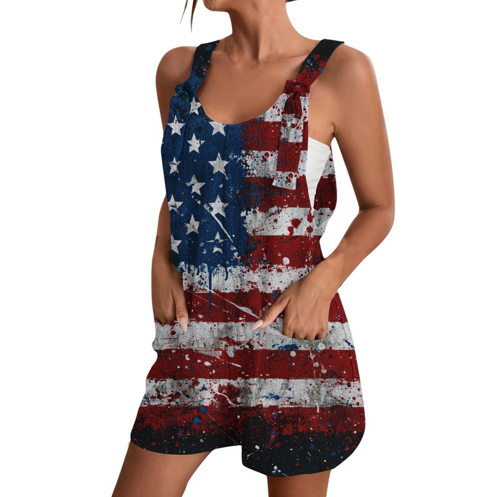 Rompers For Women Summer Casual Sleeveless Overall Comfy Loose Spaghetti Strap Romper Fashion Jumpsuit With Pockets