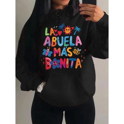 La Abuela Más Bonita Printed For Women Streetwear Creative Funny Pattern Hoodie Fleece New Sweatshirt Sport Female Clothes