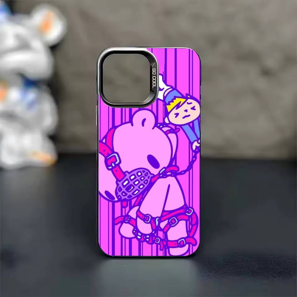 G-Gloomy Süßer Bär Wallpaper Handyhülle Für iPhone 17 16 15 14 13 12 11 Pro Max Plus Silber Süßigkeit Matt Cover