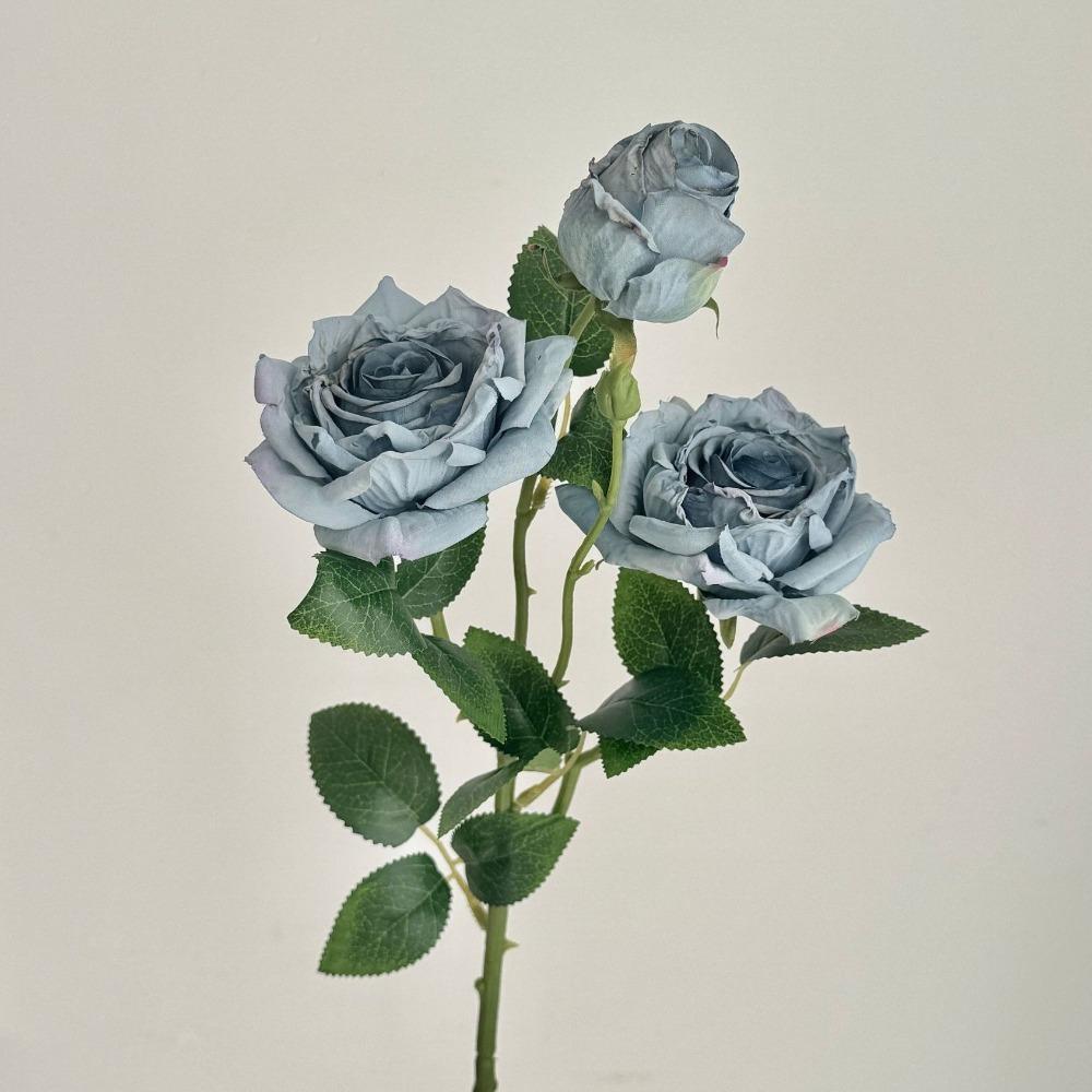 Burnt Edge Artificial Rose Flowers 3 Head Silk Simulation Rose Vintage Faux Flower  Home Decor