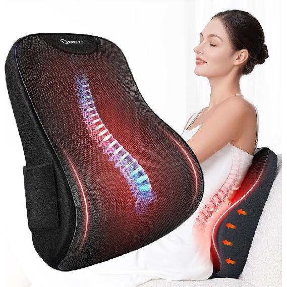 Подушка для поддержки поясницы KNQZE для офисного кресла, подогреваемая подушка для поддержки спины с вибрацией, массажер для спины для снятия боли, для дома, офиса, автомобиля, дивана, 3 Large-No Function